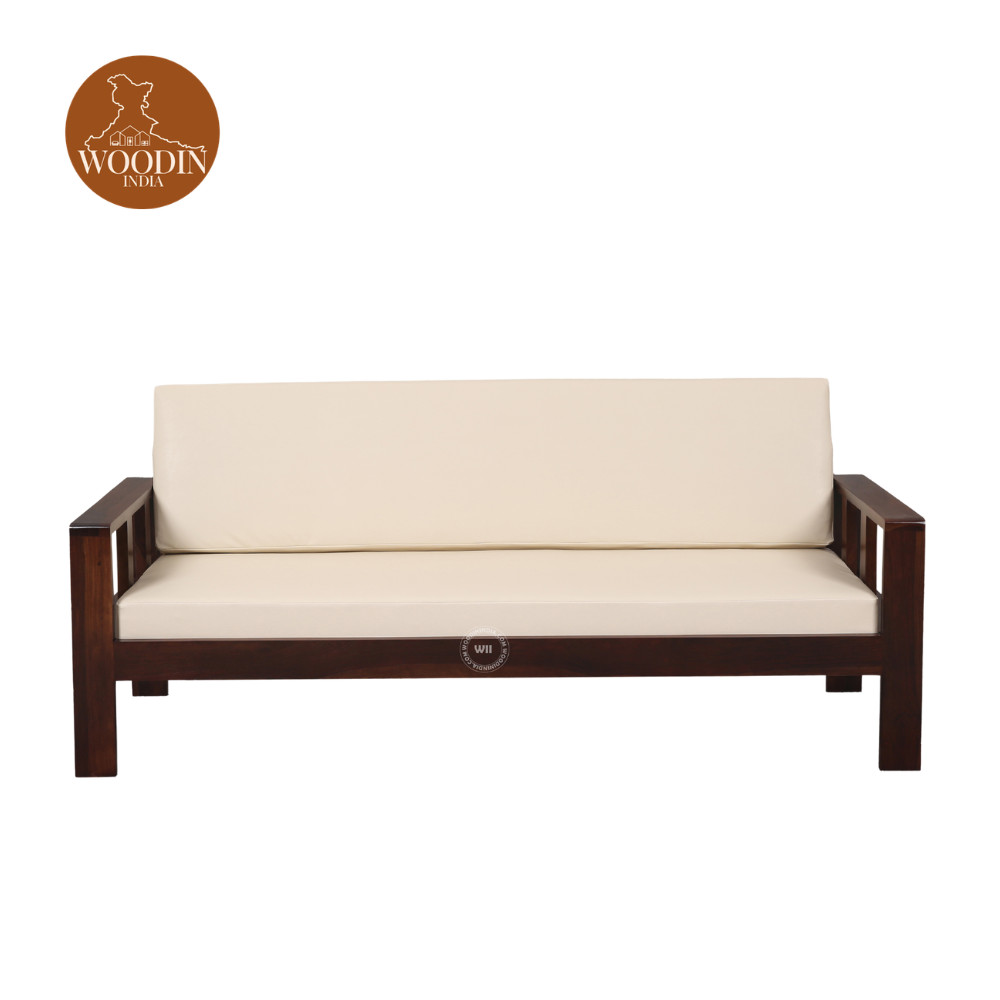 2 Woodin Binni 3+1+1 Wooden Sofa Set (Walnut Finish)