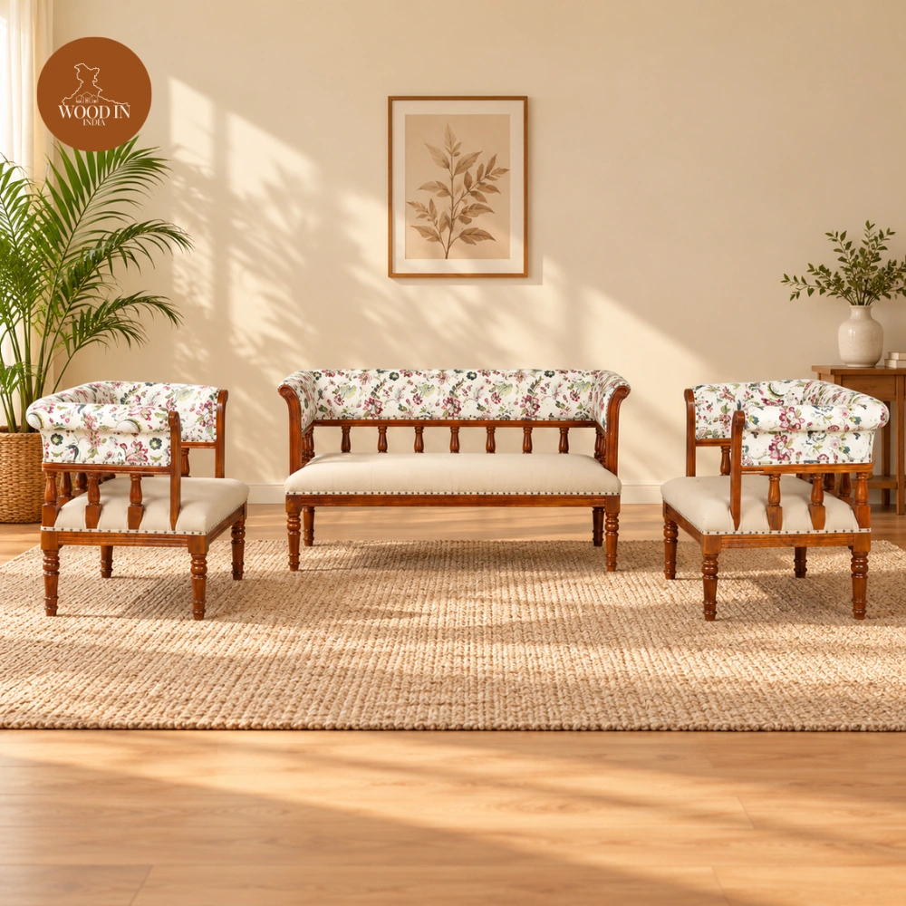 Roy Bench Set With Back Rest (Cotton, Printed fabric) Roy Bench Set With Back Rest (Cotton, Printed fabric)
