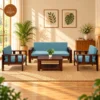 Vitori 3+1+1 Wooden Sofa Set (Walnut Finish)