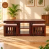 Woodin Coffee Table Set With 2 Stool (Honey Finish) Woodin Coffee Table Set With 2 Stool (Honey Finish)