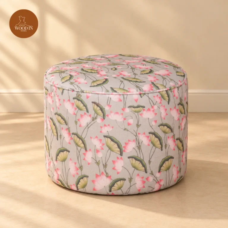 Woodin Round Pouffe (Printed Febric) 16×16