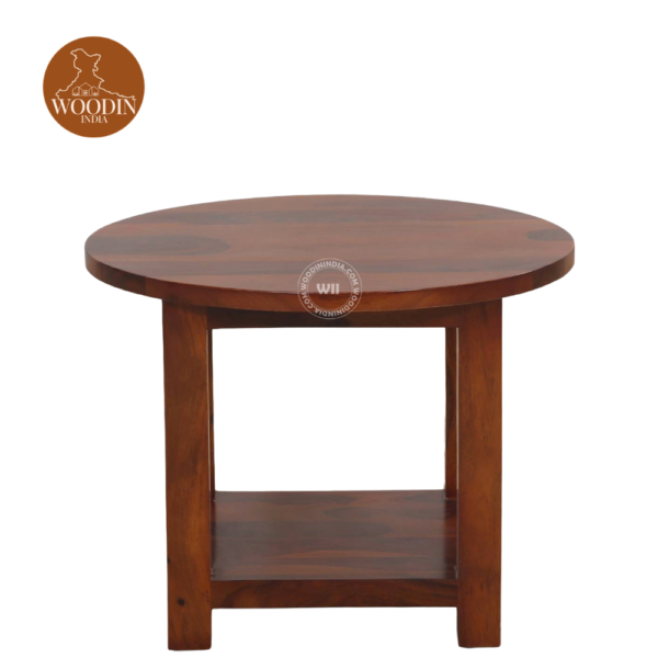 dsff Samaya Sheesham Wood Round Coffee Table (Honey Finish)